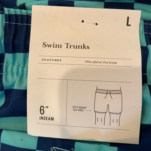 Men’s goodfellow blue checkered UPF 50+ swim trunks - Picture 4 of 5